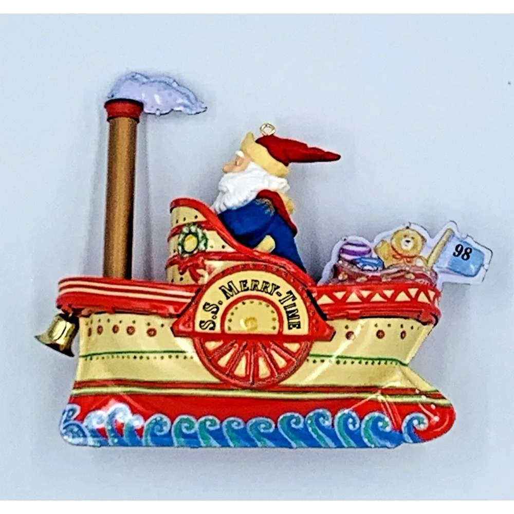Hallmark 1998 Cruising Into Christmas Handcrafted Tin Keepsake Ornament‎ MIB